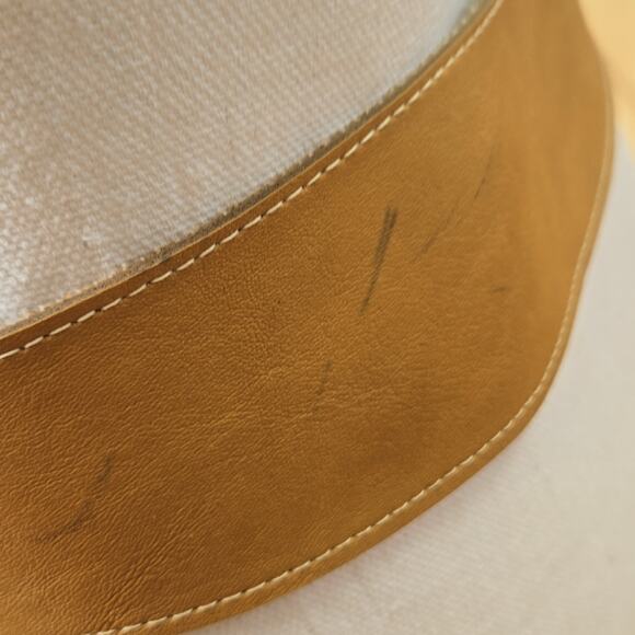 Tan Wide Faux Leather Belt Brass Toned Buckle - Picture 4 of 8